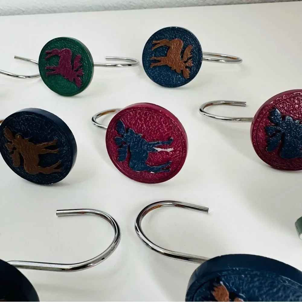 Resin Moose Shower Curtain Hangers Set Of‎  11